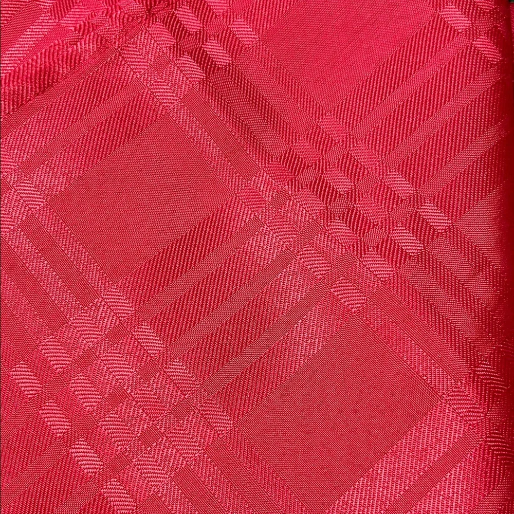 Red Plaid Fabric Tablecloth approximately Seven feet x Five feet Home Decor